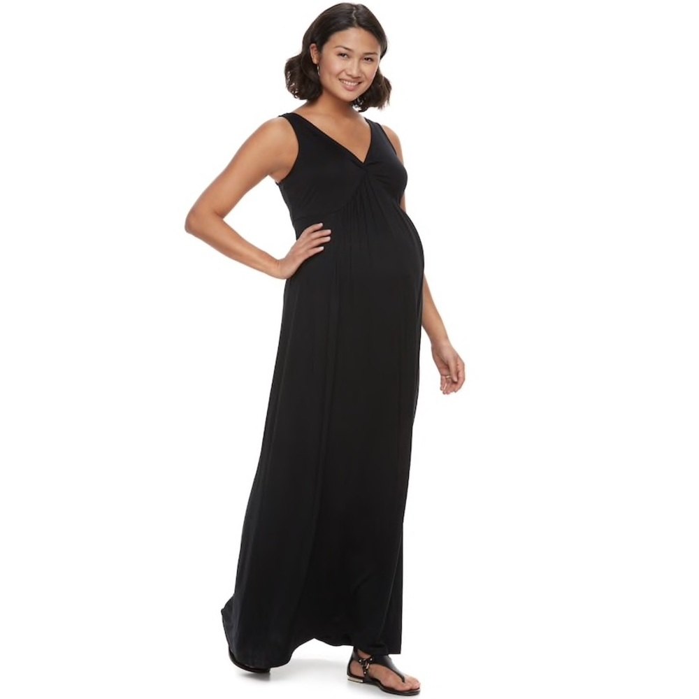 Maternity a:glow Knot Maxi Dress, Black, XXL NWT